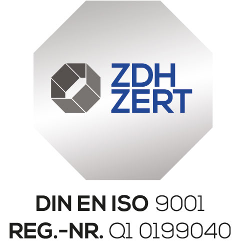 Siegel DIN EN ISO 9001 REG.-NR.Q1 0199040